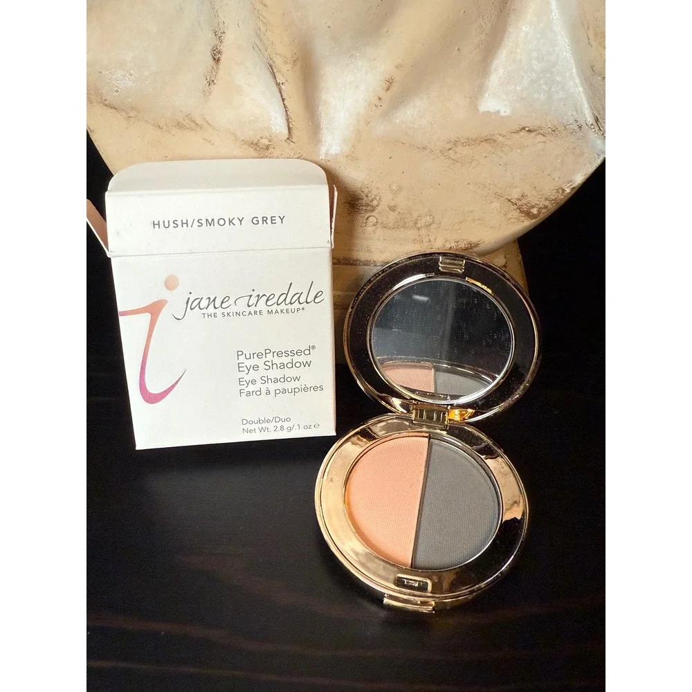 Jane Iredale PurePressed Eye Shadow Duo Hush Smoky Grey Mineral Makeup 2.8g New